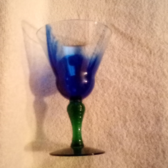 Vintage Bormioli Rocco Twisted Stem Goblet Green Optic Glass Chalice - Picture 3 of 8